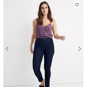 Madewell 9” Mid-Rise Skinny Jeans: Flocked Dots Edition, Sz 30